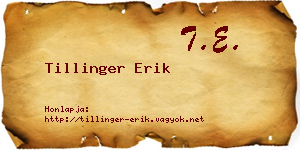Tillinger Erik névjegykártya